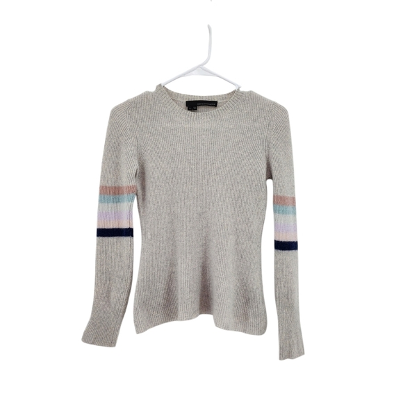 360 Cashmere Women's 100% Cashmere Striped Long Sleeves Ribbed Sweater - S - Picture 1 of 9